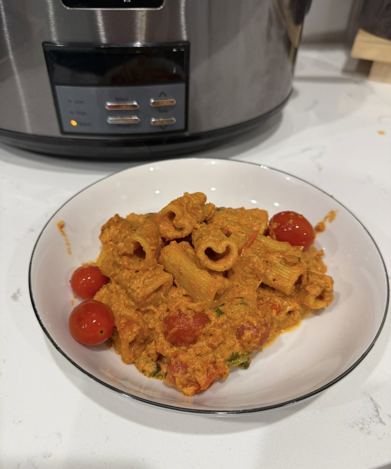 Creamy Crockpot Chicken Heart Pasta