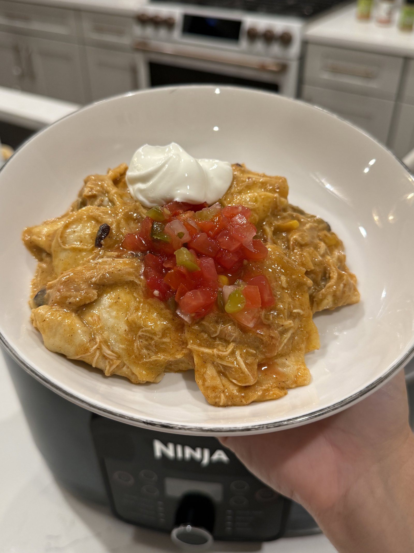 Slow Cooker Chicken Enchilada Casserole