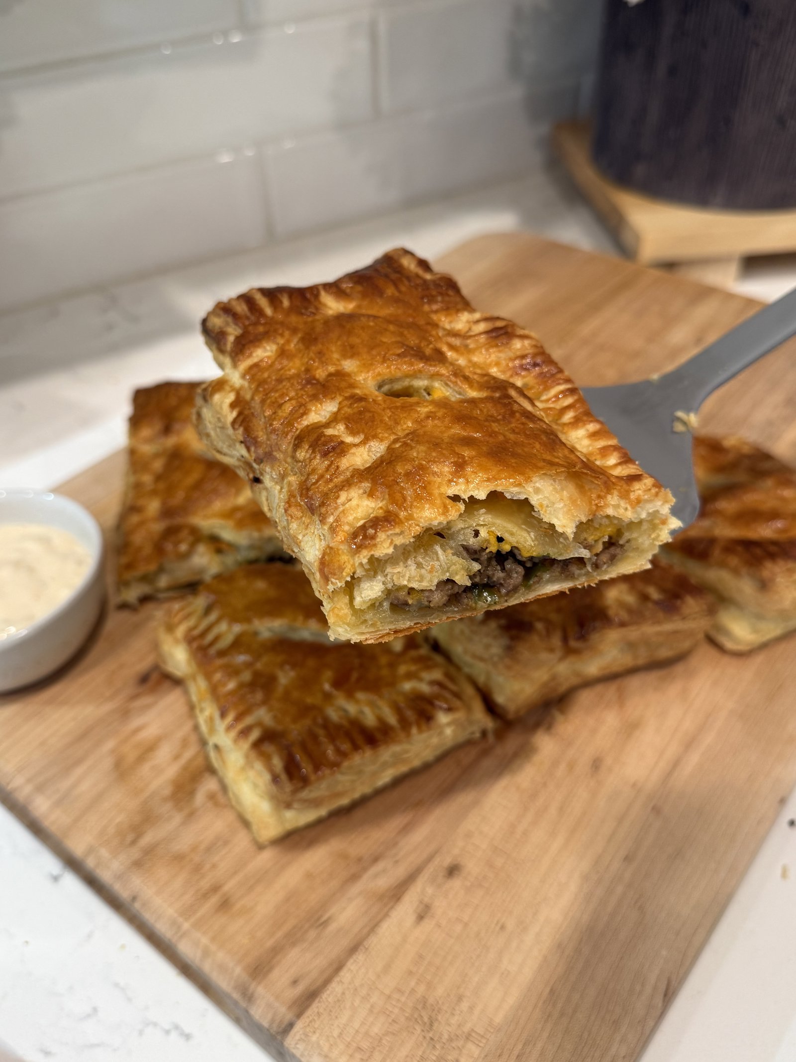 Cheesy Beef Puff Pastries